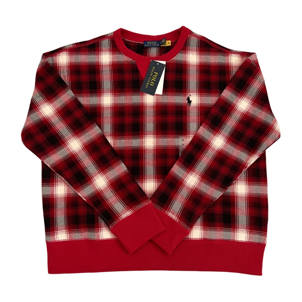 POLO Ralph Lauren Women’s Pullover Sweatshirt Longsleeve Sweater M Plaid Red